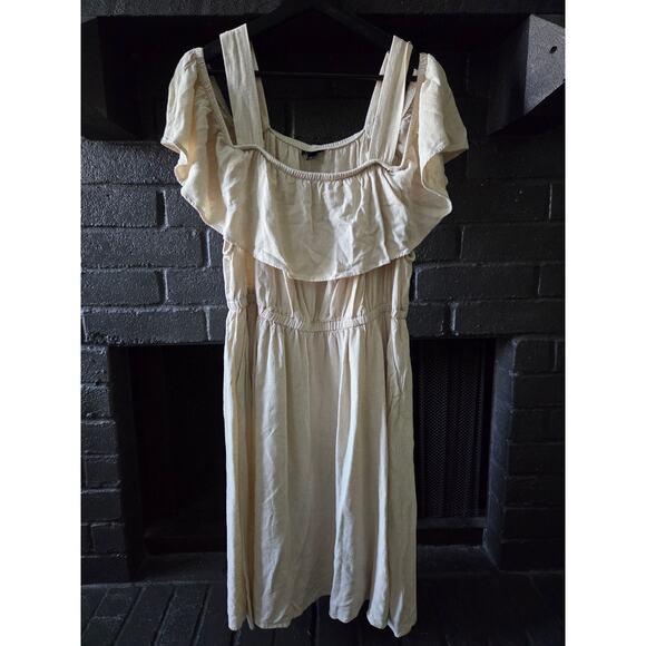 TORRID Cold Shoulder Ruffle Cream colored Dress size 2 - Picture 1 of 5